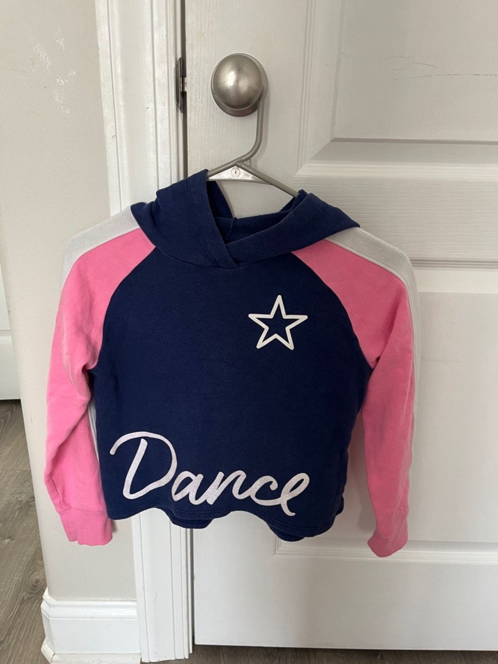 Justice Navy, Pink and White Dance Hooded Pullover Sweatshirt